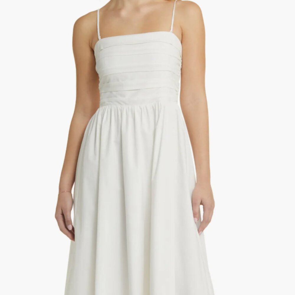 WAYF Sammie Pleat Strapless Stretch Cotton Sundress - Size Small